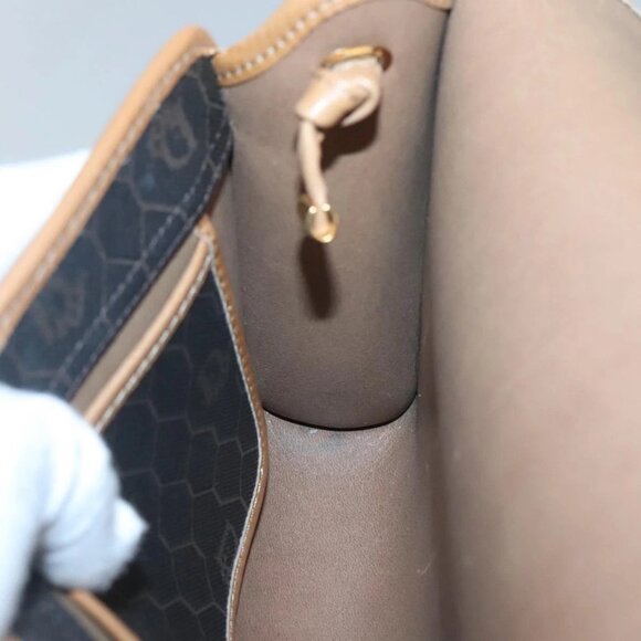 Christian Dior Honeycomb Canvas Shoulder Bag PVC Black Gold Auth sw452 - Picture 14 of 16